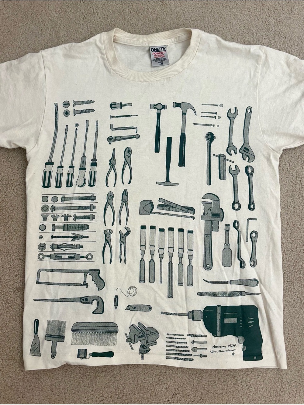 Tool Print Short Sleeve Tee - Cream